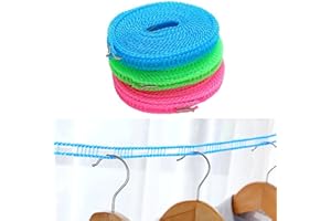 GUUFOO 3 Stücke 5M Winddichte Wäscheleine,rutschfeste Wäscheleine,Nylon-wäscheleine Camping Zubehör Outdoor Tragbar Reisewäscheleine für Outdoor Camping,Garten,Reise,Urlaub,Innen und Außenbereich