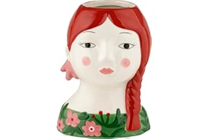 Baroni Home Vaso in Ceramica Dipinto a Mano, Vaso Decorativo Moderno per Interno ed Esterno, per Fiori e Piante, Soprammobile Linea Isotta, 13x11x18 cm, Treccia Rossa/Grande