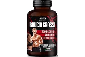 LUVEO Brucia Grassi Potenti Veloci, Drenante Forte Dimagrante 150 Caps CON EBOOK, Glucomannano Forte, Integratori Per Dimagrire, Pancia Piatta