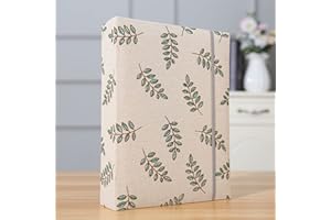KWUDE Photo Album 4x6 200 Photos Linen Cover Picture Photo Book for Family Wedding Anniversary Baby Vacation (200 Photos (4x6), Green Leaves)
