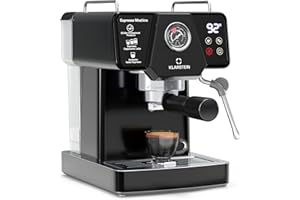 Klarstein Libeica machine à café en grains – 19 bars, 1350 W, acier inoxydable, buse vapeur, réservoir 1,8 L, panneau tactile, pour expresso & café en poudre, design élégant