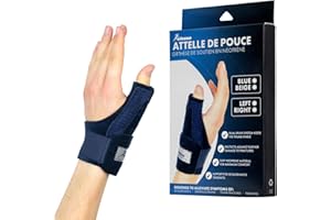 Actesso Attelle Pouce – Pour le Soulagement de la Tendinite, Dé Quervain, Entorses et Douleurs Articulaires – Orthèse Poignet en Néoprène, Main Gauche, Bleu