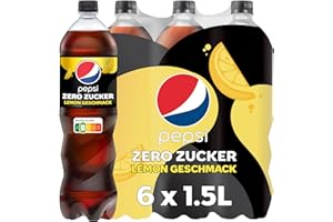Pepsi Zero Zucker Lemon, Das zuckerfreie Erfrischungsgetränk von Pepsi ohne Kalorien, Koffeinhaltige Cola mit Zitronengeschma
