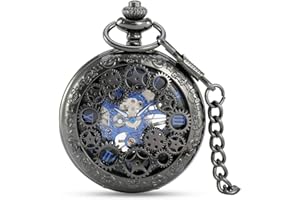 Avaner Klassiker Taschenuhr im Retro-Look Analog Automatikwerk Uhr mit römischen Ziffern Kette für Herren Damen als Muttertag Weihnachten Geburtstag