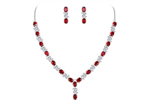 Clearine Parure Délicat Femme Forme-Y Bijoux Mariage Élégant Collier Boucles d'oreilles Pendant Ensemble Zircon Zirconium