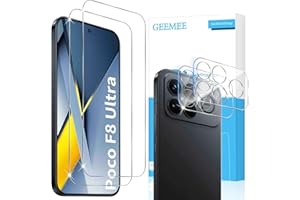 GEEMEE 2+2 Piezas para Xiaomi Poco F8 Ultra de Pantalla Protector de Lente de cámara, Cristal Templado Película Vidrio Templado, Instalación Rápida 9H Alta Definicion