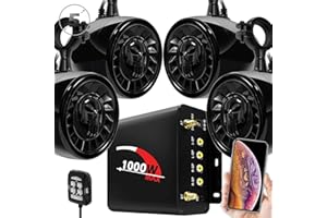 Aileap 4 Canale Moto Amplificatore 5 "Gamma Completa Impermeabile Bluetooth Sistema di Altoparlanti Stereo Audio Amp con AUX USB SD radio FM per 1.5" a 2 "ATV UTV Can-Am Polaris Jeep