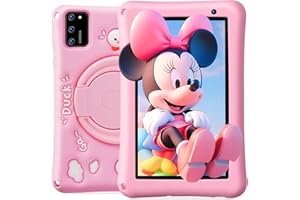 BISAIKASOW Tablet Bambini 7 Pollici, Android 13, 8 GB RAM 64 GB ROM, Tablet Touch Octa-Core, Fotocamera HD 5 MP + 8 MP, Controllo Parentale, Custodia in Silicone Antishock per Bambini (Rosa)