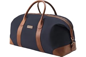 DRAKENSBERG Canvas Leder Weekender 'David' (60cm) große Reisetasche Herren Damen, wasserabweisend, erweiterbar | 60L, Marine-Blau, DR00156