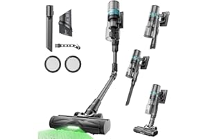 Proscenic P16 Bezprzewodowy odkurzacz akumulatorowy, 550 W, 55000 Pa, 65 min, z elastycznym przegubem zginającym, technologią GreenEye, wyświetlaczem, szczotką do podłóg, twardych podłóg, sierści