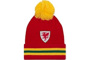 Wales FA Knitted Hat Beanie Bobble Official FAW Football Gift