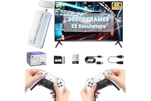 Ozvavzk Console di Gioco Retrò 2025 Migliorata M15 Retro Game Stick con 23 emulatori, oltre 20.000 giochi, 4K HDMI Plug and Play Video Game Stick con 2 Wireless Controller, Regali di Natale