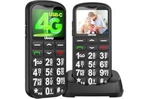 uleway 4G Teléfono Móvil para Personas Mayores, Senior Moviles de Teclas Grandes con Base de Carga, Botón SOS, USB-C, Llamada Rápida, Fácil de Usar Celular para Ancianos, Sistema Sencillo (Negro)