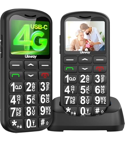 Emporia Simplicity Mobile Phone, 2 Inch Colour Display, Large Buttons, SOS Button, Charging Station, M4/T4, Hearing Aids Compatible with Bluetooth, Black (Italy