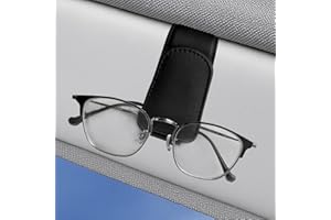 VELLUSTRA 2 Pezzi Porta Occhiali Auto Magnetico, Portaocchiali da Auto Pelle Universale, per Tutti Gli Occhiali e Clip per Visiera Auto, per Occhiali da Sole, Occhiali, Biglietti da Visita (Nero)