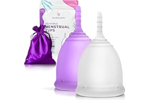 EcoBlossom Reusable Menstrual Cup Set - The Most Reliable Medical Grade Silicone Period Cups - Comfortably use for 12 Hours (Small & Large)