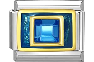 Quiges - 9mm Italian Style Charm Modul Edelstahl Sapphire Blaue Zirkonia 9mm für Italienische Armbänder