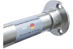 1700 mm lange Garderobenstange im Set - Dicke: Ø33,7 mm | Marke: Pauli Edelstahldesign | Geeignet für Wände und Holzschränke | Kleiderstange Wandmontage