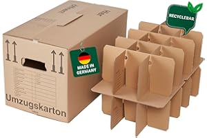 BB-Verpackungen 5x Gläserkartons Umzugskartons 2-wellig 15-30 Fächer (5 Stück) | stabil, stapelbar, bruchsicher & bis 40kg Tragkraft