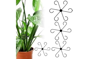 FTONOM5 4pcs Reusable Plastic Plant Support Stakes Indoor Climbing Houseplant Stem Stabilizer, Plant Trellis for Thriving Growth - 4 Sizes Gardening Hook Accessories (Black)