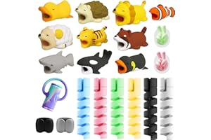 Qaestuan 21 Pzs Protector Cable Cargador, Silicona Flexible Protector de Cable, Adorables Animales Protector CableAuricular, Protector de Cable de Ratón, para MóVil, Cable de Datos