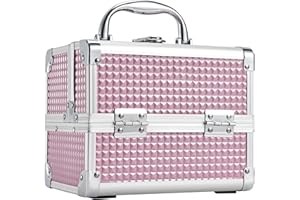 Joligrace Mallette Maquillage avec Le Miroir Valise Maquillage Malette à Onglerie Coffret Vanité Rangement Maquillage Bijoux Boîte Organisateur Cosmétiques Beauty Case Femme de Voyage Portable, Rosé