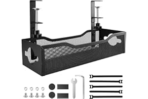 SEOSTO Bandeja Cables Escritorio, Bandeja de Gestión de Cables para Escritorio, para Mantener los Cables Limpios y sin Perforación, Manejo de Alambre Sólido, Fácil de Instalar