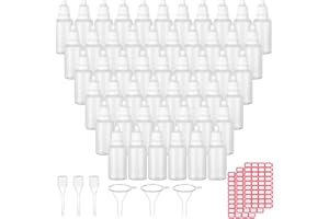 Haishell 50 Pcs 20ml Plastic Dropper Bottles Empty Paint Refillable Squeezable Dropper Bottle with Cap for Eye Liquid Essential Oil Sample Bottles (White)