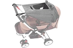 Parasole per Passeggino, Hantoc UV 50+ Universale Telo Parasole per Carrozzina e Passeggino con Finestra Copertura Impermeabile Pieghevole Portatile Tetto di Protezione Solare per Passeggino Grigio