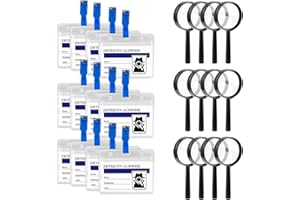 CONNECTION 12 Loupes Détectives pour Enfants avec 12 Cartes D'identité de Détective et 12 Clip Loupe Enfants pour Anniversaire d'enfant Jeu de Rôle Activités en Class kit Espion Enfant