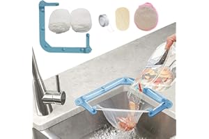 HiBD-Küchenspüle Dreieck Tri-Holder Filter, Spülbeckensieb, Spülbeckenabflusssieb, mit einem dreieckigen, verbesserten, faltbaren blauen Gestell und 100 Stück großen Filternetzbeuteln für Küchenreste