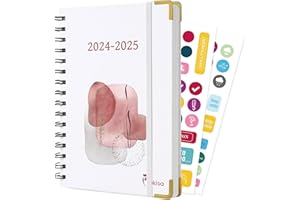 JOKISA Kalendarz 2025 książkowy (sierpień 2024-grudzień 2025) Planer spotkań 2025 A5 1 tydzień 2 strony, Planer nauki z wysokiej jakości skórzaną okładką, Planner 2025 do biura, szkoły (Biały)