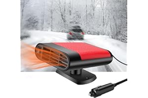 NIRCHO Chauffage de voiture 12 V 150 W Dégivreur avec support et ventouse, Désembueur de pare-brise portable, 2 en 1 Chauffage et refroidissement, Ventilateur de voiture avec prise allume-cigare (Rouge A)