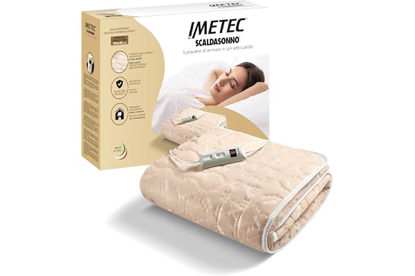 Imetec - Uppvärmd madrass - sängvärmare för dubbelsäng 150 x 80 cm - 2 kontroller med 2 temperaturer, vadderat tyg, handtvätt och maskintvätt vid 30 °C - tillverkad i Italien