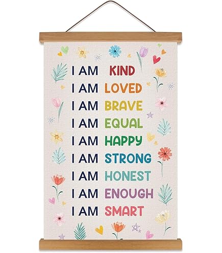 "I Am Kind" Positive Affirmations Canvas Wall Art - Kids Room & Nursery Decor