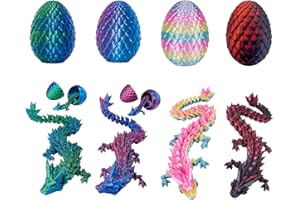 DXPETA 3D Printed Dragon, 4 Pack 3D Dragon Eggs, Fantasy Decor for Desk, Easter Basket Fillers, Creative Storytelling Props