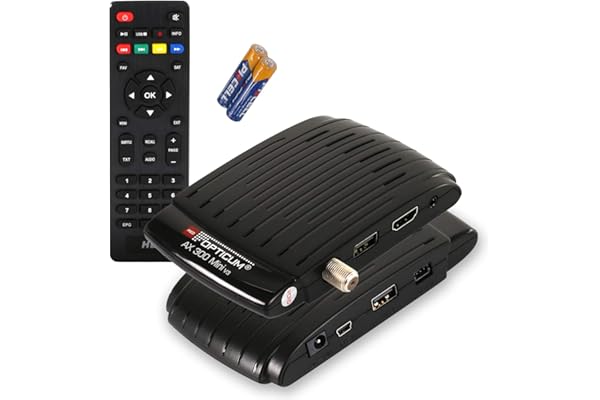 RED OPTICUM AX 300 Mini V3 avec Fonction d'enregistrement PVR - Récepteur Satellite HD numérique/capteur IR Externe avec écran/Alimentation 1080p Full HD/USB/HDMI/12V Noir
