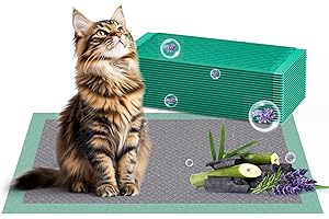 Gardner Pet Cat Litter Pads 43 x 29 cm, 40 Pieces Leakproof Kitten Training Pads, Cat Litter Box, Pee Pads with Super Absorbent Surface and Activated Carbon for Pets, Lavender Fragrance
