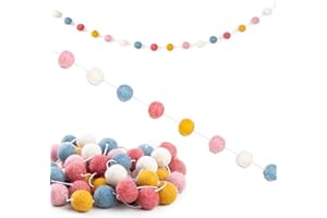 Woolygon Filzkugel Girlande Handgefertigt In Nepal - Pom Pom Bunt Regenbogen Girlande Gefühlt Ball Dekor, Weihnachten Baum Dekor, Weihnachten Urlaub Party, Geburtstag Banner