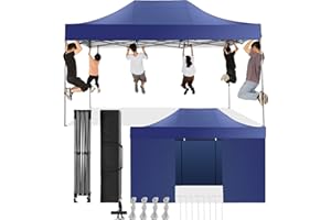 COBIZI Gazebo 3x4,5 Pieghevole Impermeabile con Parete Laterale,Gazebo Esterno Resistente,Tende per Gazebo,Tendone Padiglione Pop Up per Feste Campeggio (3 per 4,5m Blu Scuro)