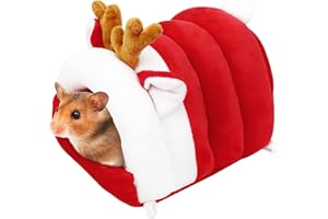 YingBiao Christmas Hamster Bed, Rabbit Bed, Reindeer Shape Rat Hedgehog Hammock Nest,Guinea Pig Bed Small Animals Bedding House, Winter Warm Cage Tent Hut Pad for Xmas Small Pet Sleeping Supplies