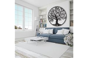 LIANGERMAO Árbol de la vida grande de 60 cm, decoración de pared de árbol genealógico de metal, letrero hueco para colgar en la pared, para oficina, dormitorio, sala de estar