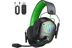 Skapendy VK81 Gaming Headset, 2.4GHz+BT(≤20ms), 3D Surround Sound Wireless Headset Mit ENC Noise Cancelling Mikrofon für PS5, PS4, Switch, Mac, PC, Mobile für FIFA/CS:GO/Streaming