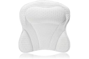 SCULIFYVITA Coussin de Bain Baignoire Jacuzzi avec 6 Ventouses Puissantes - Oreiller Ergonomique Antidérapant pour Spa, Femme et Bébé - Tissu Airmesh 4D Lavable - Cadeau de Luxe Blanc (Accessoires Spa Nordique)