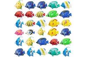 Jicyor Artificielle Flottante Poissons,Coloré Poissons Flottants 30 pièces Poissons Artificiels en Mouvement Plastique Ornement de Poisson pour Aquarium