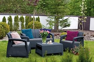 CORFU Allibert M288654 - Conjunto Ratan Resina Storage Antracita