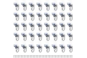 40 Piezas Soporte de Estante de Cristal, HASLED Soporte de Estante de Aleación de Zinc, Soporte de ángulo Recto en Forma de L con Ventosa, Adecuado para Armarios de Muebles, Estantes de Vidrio
