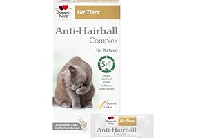 Doppelherz Anti-Hairball Complex für Katzen – Mit wertvollen Faserstoffen und Ölen zur Unterstützung der Verdauung bei Haarballen – 25 cremige Licks