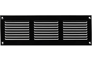 LIRAST 300x100mm / 12x4 inch Black Metal Ventilation Grille - Air Vent Cover with Insect Mesh