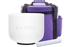 KVKA 432 Hz Crystal Singing Bowl A Note Third Eye Chakra 8 Inches with Carry Bag